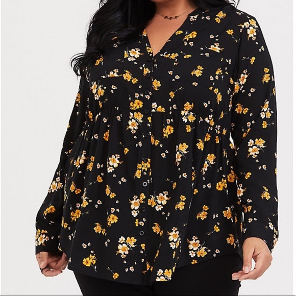 torrid Tops - NWT Torrid Emma Spring Ditzy Sweep Babydoll Sz 2